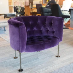 Sessel Hausmann Stoff Harald 2 Col 692 Aubergine Violett Rundstahlfüße Schwarz Chrom
