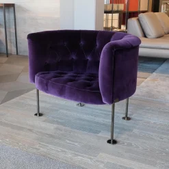 Sessel Hausmann Stoff Harald 2 Col 692 Aubergine Violett Rundstahlfüße Schwarz Chrom