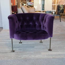 Sessel Hausmann Stoff Harald 2 Col 692 Aubergine Violett Rundstahlfüße Schwarz Chrom