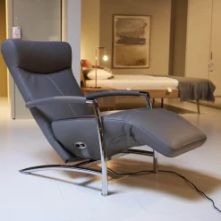 Sessel Helical Leder Senso Grau Gestell Chrom