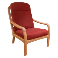 Sessel Hoch DY 1260H Stoff Comfort 0028 Rot Kernbuche Geölt