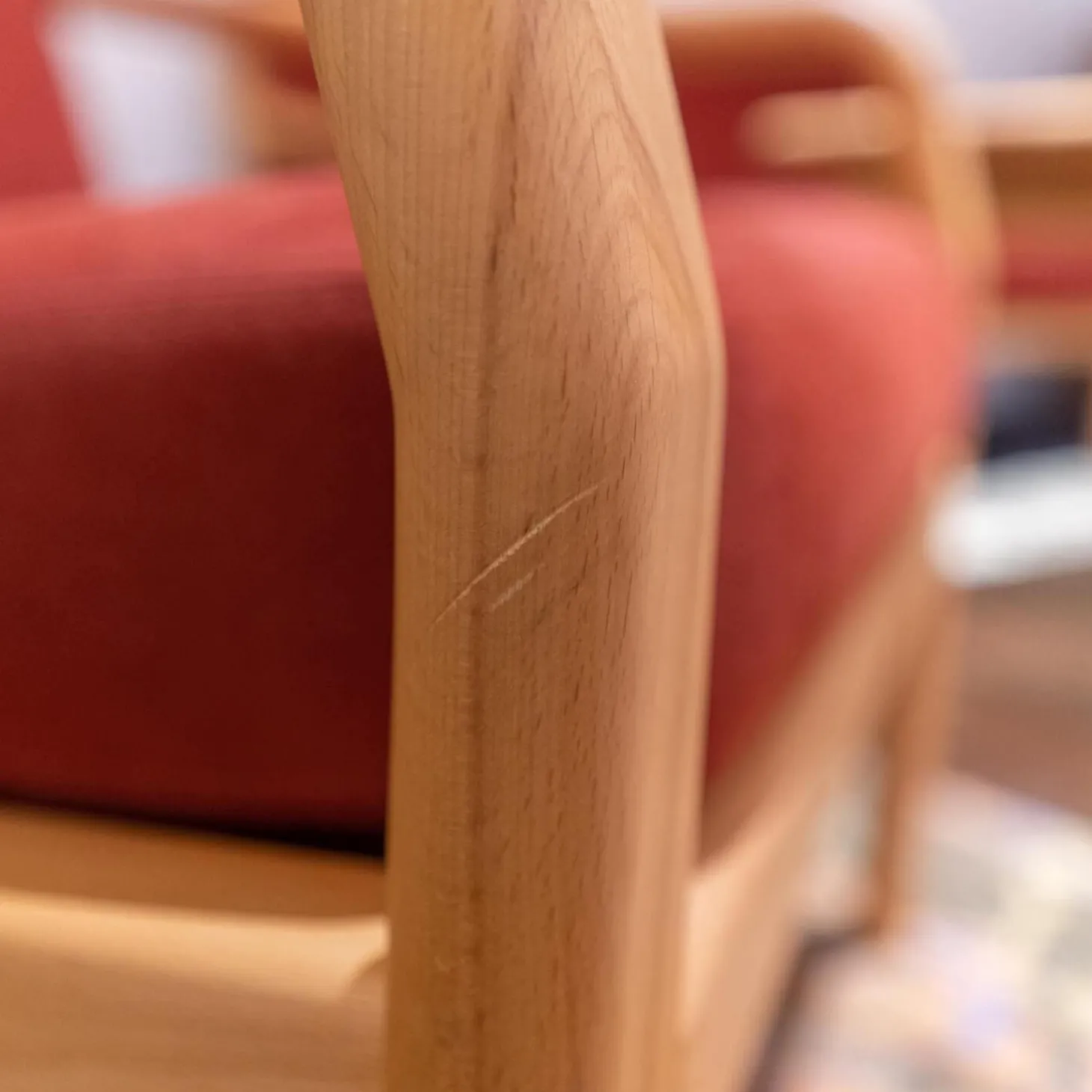 Sessel Hoch DY 1260H Stoff Comfort 0028 Rot Kernbuche Geölt