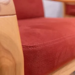 Sessel Hoch DY 1260H Stoff Comfort 0028 Rot Kernbuche Geölt