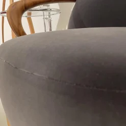 Sessel Hug Stoff Adamo&Eva 107 Antracite Gestell Nussbaumholz Dunkel Gebeizt