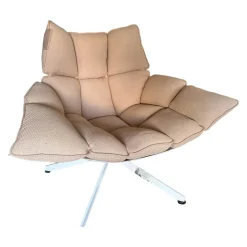 Sessel Husk Outdoor Mit Armlehne Bezug Stoff Sila Altrosa Gestell Aluminium WeiĂ Lackiert