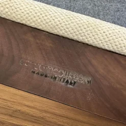 Sessel Hypnos Sitzfläche Stoff Beige Creme Gestell Amerikanischer Nussbaum Massiv