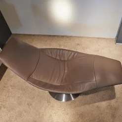 Sessel Icarus Lounge S Leder Fuerte Topo Braun Fuß Rund Edelstahl Gebürstet