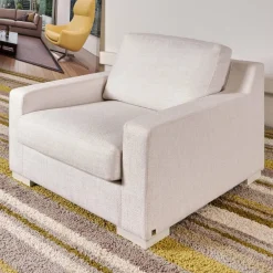 Sessel Inspiration Stoff Joell 1742-171 Weiß Grau Mit Blockfüße