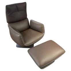 Sessel Jalis Lounge Leder 246 Schoko-Grau mit Hocker
