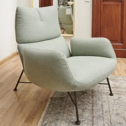 Sessel Jalis Lounge Stoff 8305 Mintgrün Grün Grau Drahtgestell F01 Schwarzbraun Inklusive Hocker