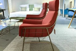 Sessel Joy Stoff Fidivi Mini 4003 Rot Gestell Metall Bronzefarbig Lackiert (2x verfügbar)