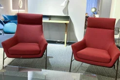 Sessel Joy Stoff Fidivi Mini 4003 Rot Gestell Metall Bronzefarbig Lackiert (2x verfügbar)