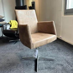 Sessel Lav Lamon Leder Kenia Braun Drehgestell Edelstahl