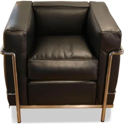 Sessel LC2 Leder Scozia Gruppe 13X606 Grafite Schwarz Gestell Verchromt