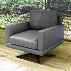 Sessel Leder 25 Quarz Mit Sternfuß Schwarz