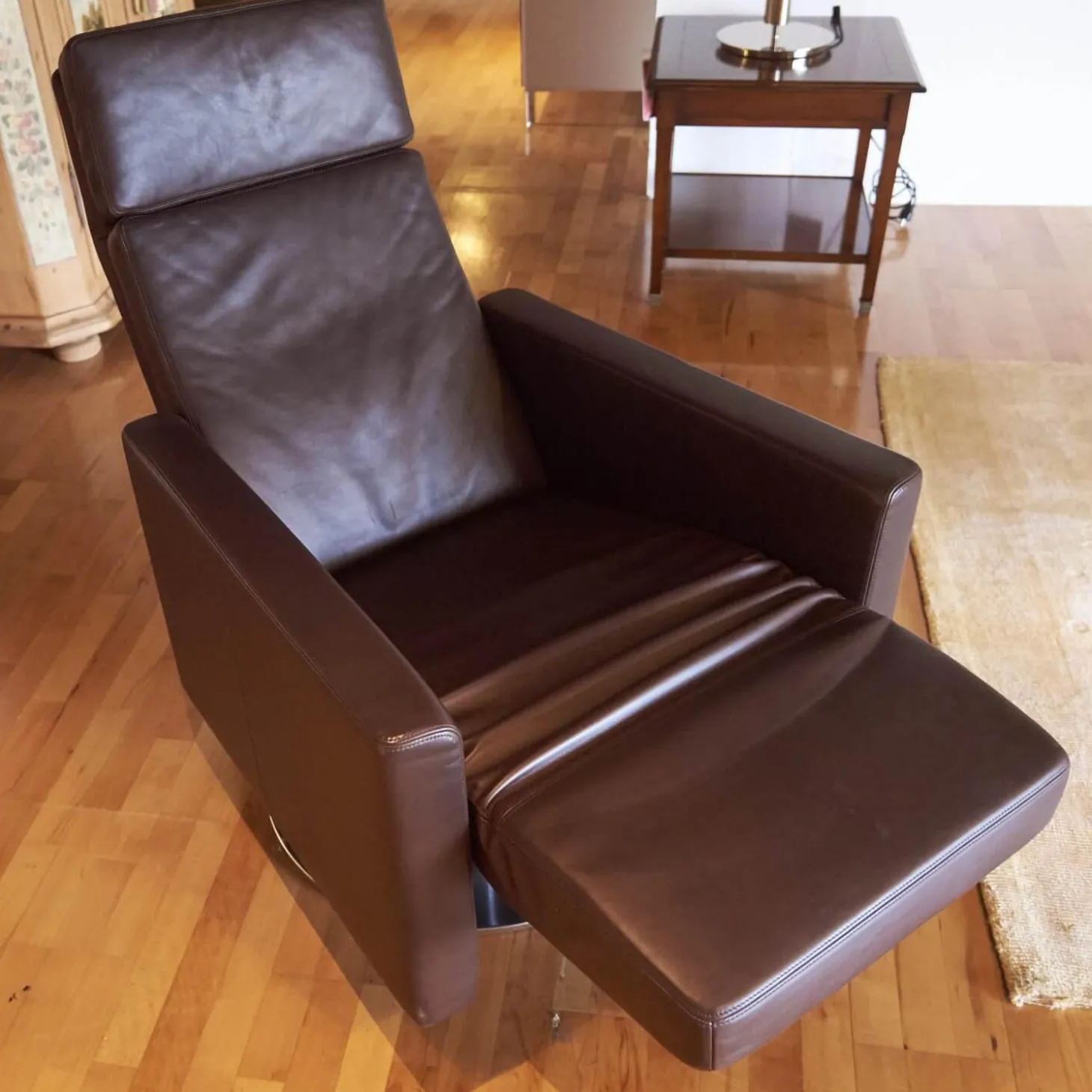 Sessel Leder Classic Braun Drehteller Metall