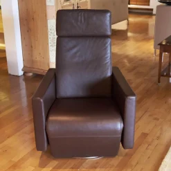 Sessel Leder Classic Braun Drehteller Metall