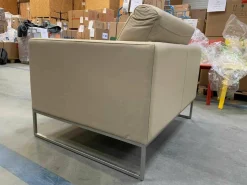 Sessel Lewis Leder Super 5320 Panama Beige Gestell Matt Verchromt