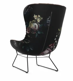 Sessel Leya Wingback Chair Stoff Smart Bougogne Rot Außen Gobelin mit Ottoman