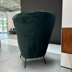 Sessel Lilou Stoff Allure Velvet Forest 085 Grün Gestell Metall Rauchbraun Mit Rückenkissen