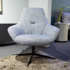 Sessel Liv 2181 Stoff 3lfm Spring Grau Blau Fußkreuz Stahl Schwarz Matt Pulverbeschichtet Mit Kunststoffgleitern