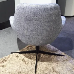 Sessel Liv 2181 Stoff 3lfm Spring Grau Blau Fußkreuz Stahl Schwarz Matt Pulverbeschichtet Mit Kunststoffgleitern