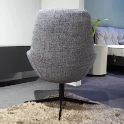 Sessel Liv 2181 Stoff 3lfm Spring Grau Blau Fußkreuz Stahl Schwarz Matt Pulverbeschichtet Mit Kunststoffgleitern