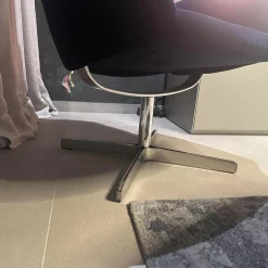 Sessel Lomo Stoff Samt Dunkelblau Gestell Verchromt Inklusive Hocker