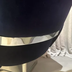 Sessel Lomo Stoff Samt Dunkelblau Gestell Verchromt Inklusive Hocker