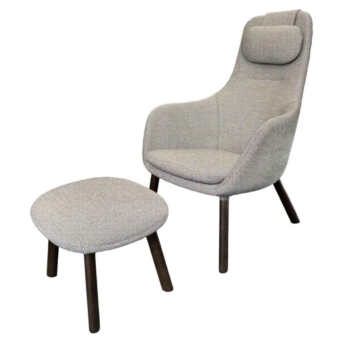 Sessel Lounge Chair HAL Stoff Credo 120 Salt'n Pepper Schwarz Weiß Untergestell Eiche Dunkel Mit Ottoman