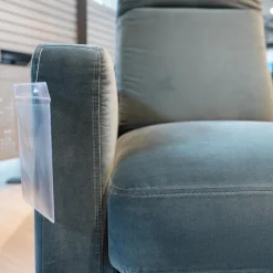 Sessel L-SE EL 571 Stoff 18.225 Graublau Sternfuß Metall Verkehrsschwarz Inkl. Elektrische Verstellung Mit Akku