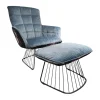 Sessel Marla Easy Chair High Rücken Stoff Gobelin Eden Blumenmuster Sitz Stoff Smart Arctique 05 Blau Mit Hocker