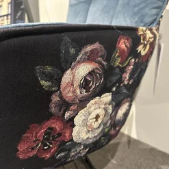 Sessel Marla Easy Chair High Rücken Stoff Gobelin Eden Blumenmuster Sitz Stoff Smart Arctique 05 Blau Mit Hocker