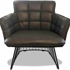 Sessel Marla Easy Chair Nappaleder Grau Harfengestell Pulverbeschichtet