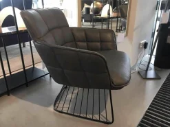 Sessel Marla Easy Chair Nappaleder Grau Harfengestell Pulverbeschichtet