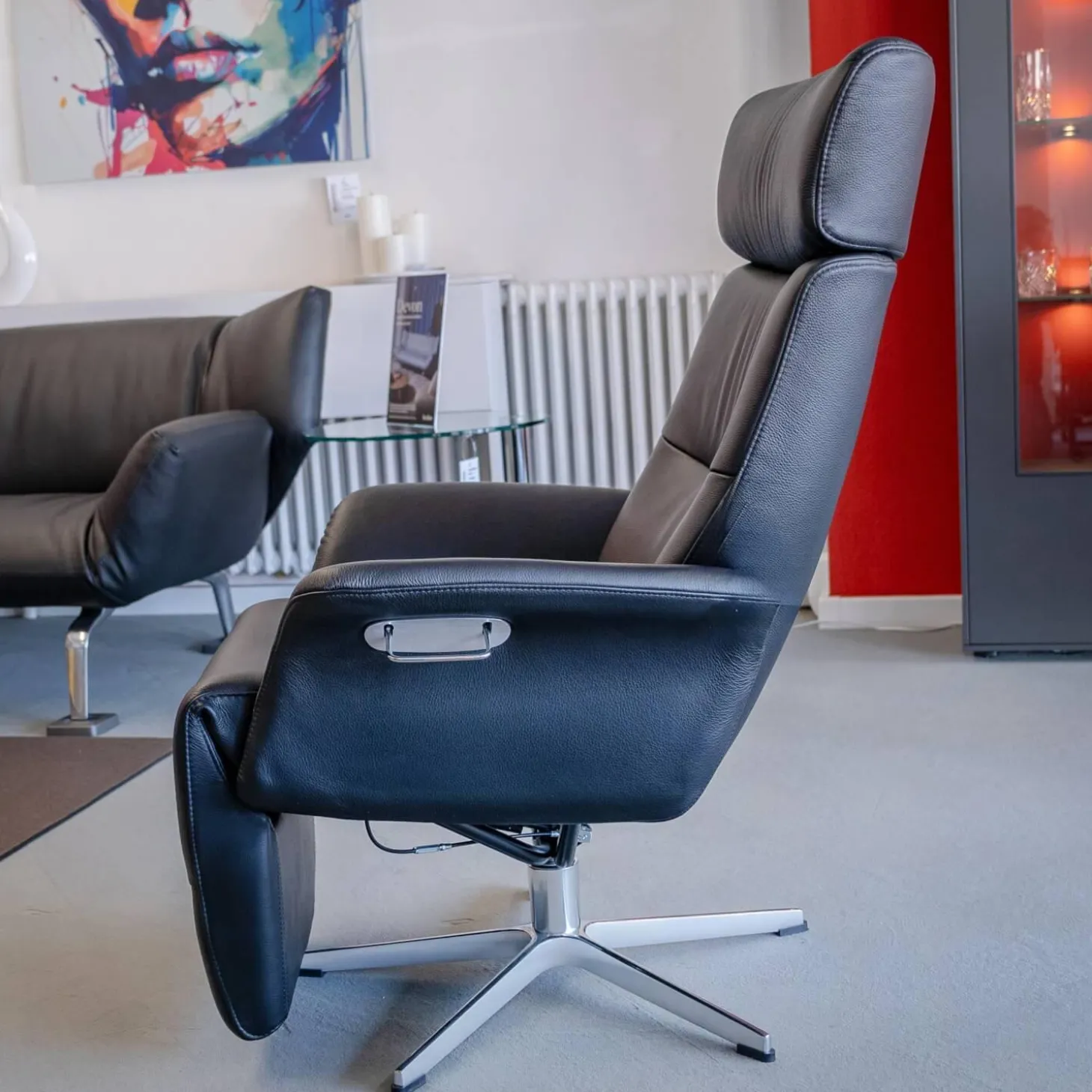 Sessel Master Leder Fantasy Schwarz 2514-89 X-Fuß Aluminium