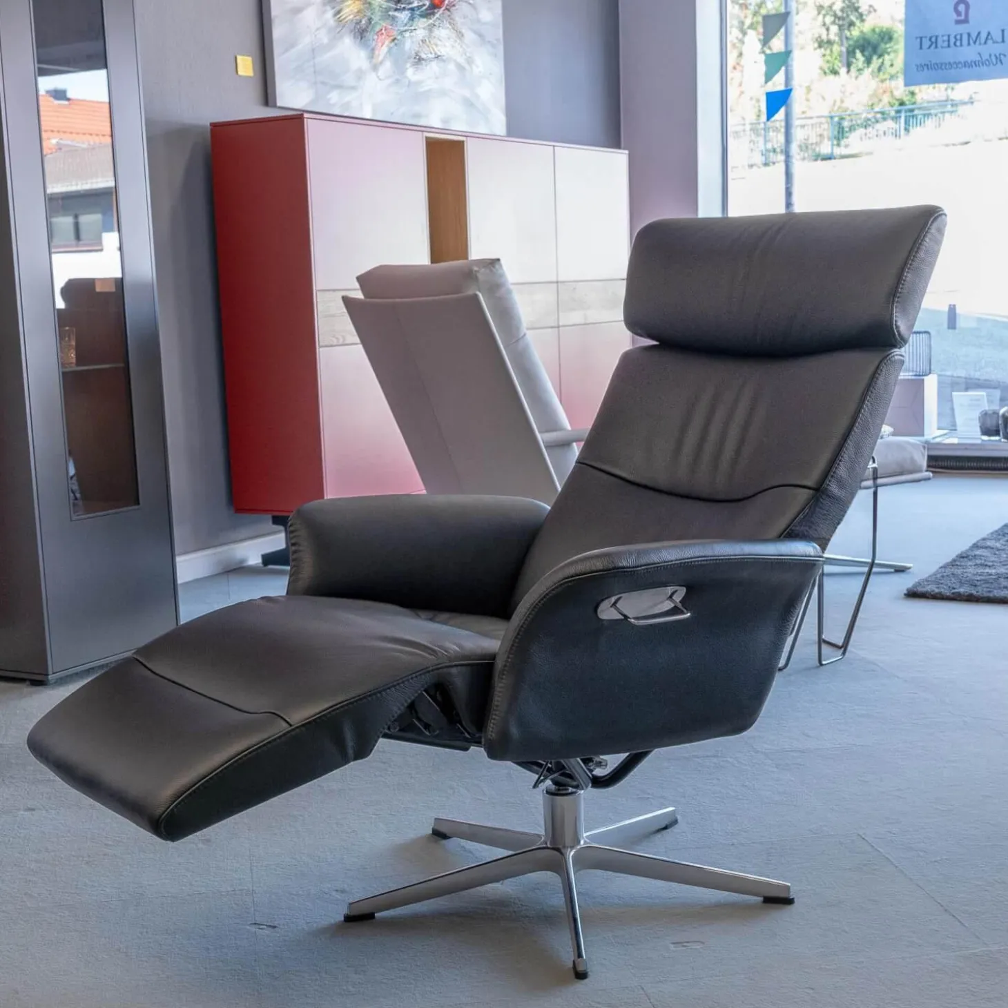 Sessel Master Leder Fantasy Schwarz 2514-89 X-Fuß Aluminium