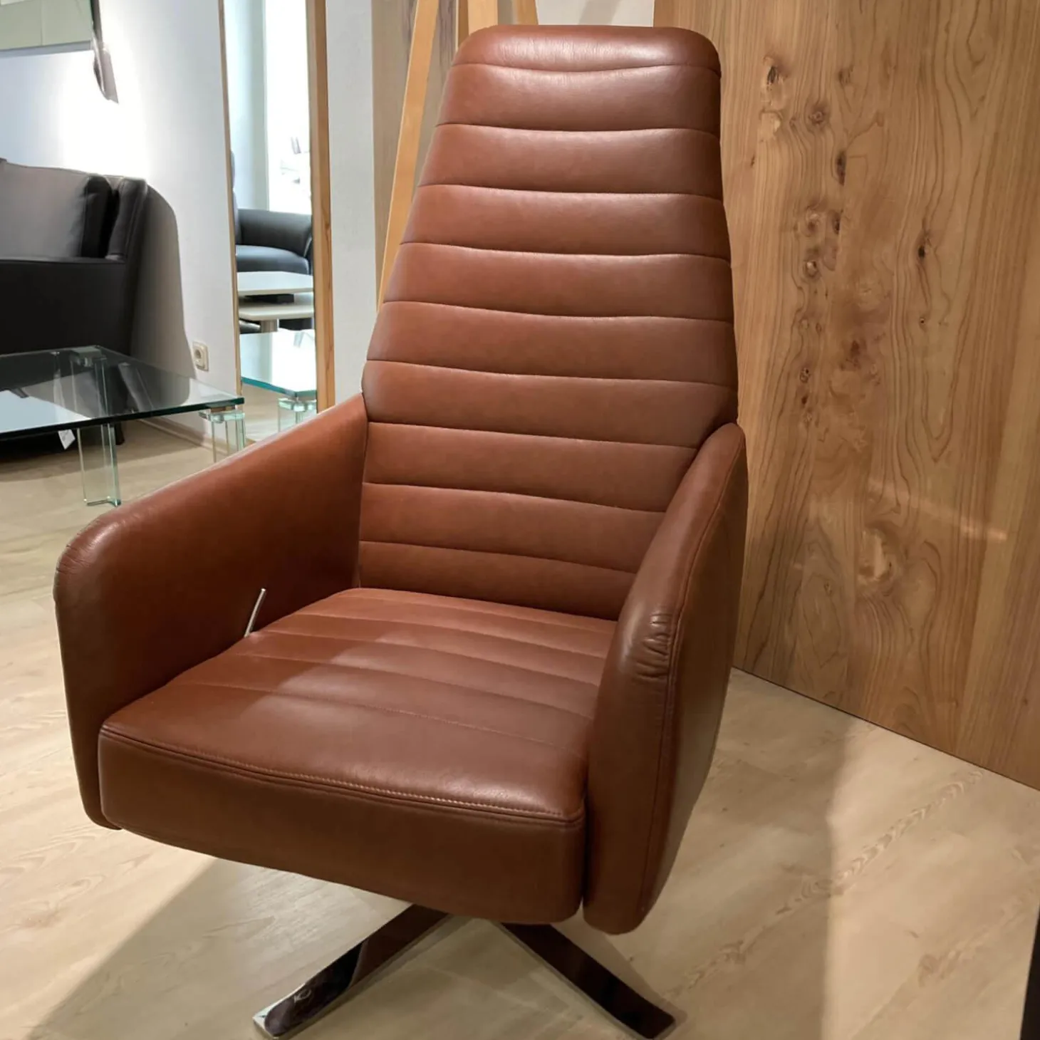 Sessel Max Leder L7035D Braun mit Kippfunktion