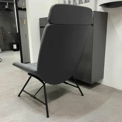 Sessel Melange Bezug Tekla Slate Keder Nappa Basalt Rückenschale Leder Nappa Basalt Füße Blackgrey