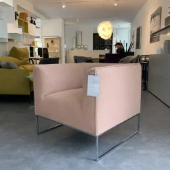 Sessel Mell Stoff 9121 Flamingo Rosa Gestell Metall Verchromt