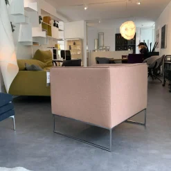 Sessel Mell Stoff 9121 Flamingo Rosa Gestell Metall Verchromt