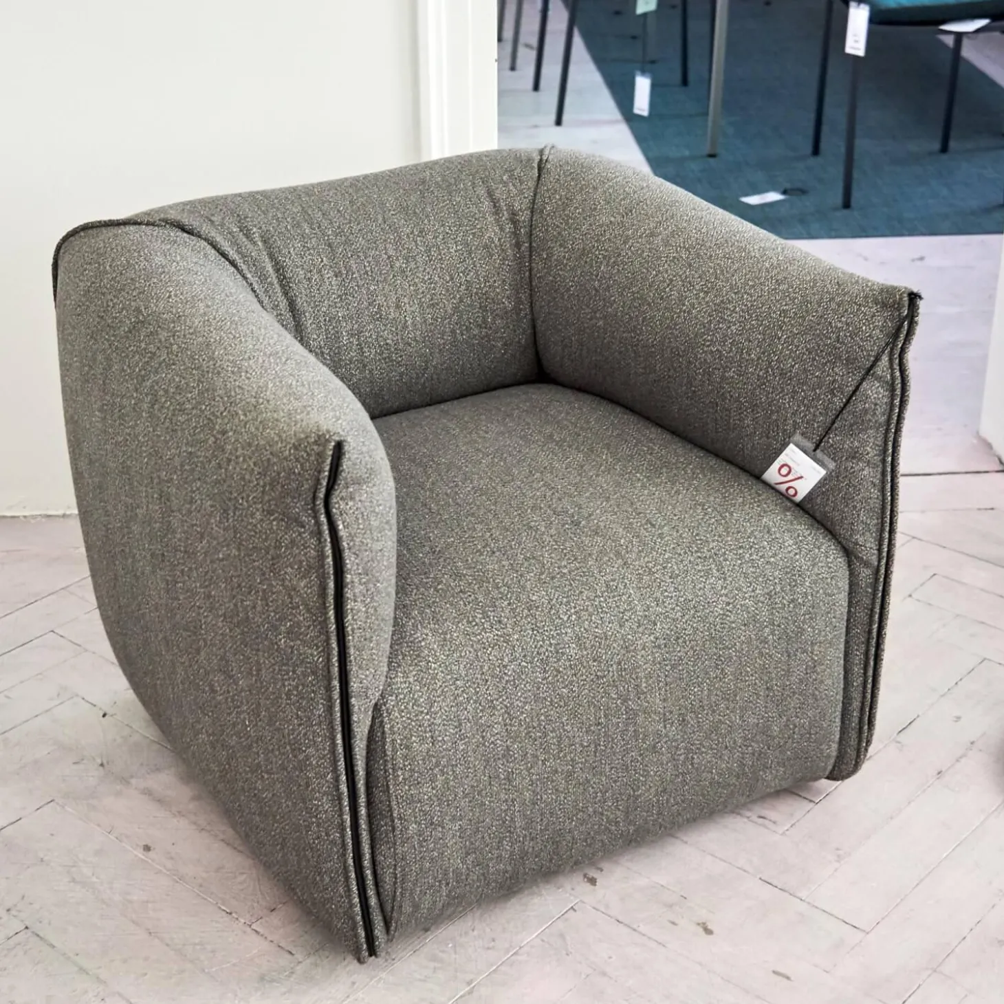 Sessel Mia Bezugsstoff Dune Grau Basis Drehbar Mit Rückholmechanismus