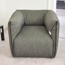 Sessel Mia Bezugsstoff Dune Grau Basis Drehbar Mit Rückholmechanismus