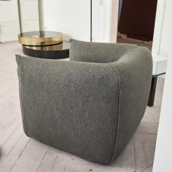 Sessel Mia Bezugsstoff Dune Grau Basis Drehbar Mit Rückholmechanismus