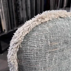 Sessel Mit Fransen Ada Stoff 1611/1 Grau-Blau Fransen Spazzolino Grege Füße Aus ABS