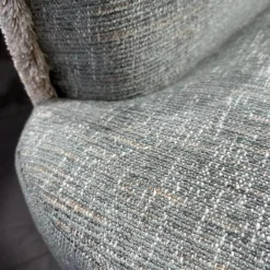 Sessel Mit Fransen Ada Stoff 1611/1 Grau-Blau Fransen Spazzolino Grege Füße Aus ABS