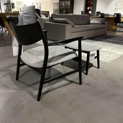 Sessel Mit Hocker Kamuy Stoff Tonica Grau Gestell Eiche Schwarz