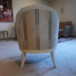 Sessel Modell Carlo Bezug beige / gelb / hellbraun Sichtholz Elfenbein Ton