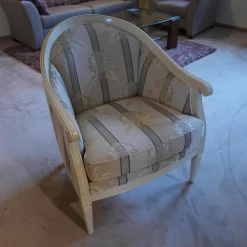 Sessel Modell Carlo Bezug beige / gelb / hellbraun Sichtholz Elfenbein Ton