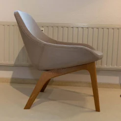 Sessel Morph Lounge Eiche Geölt Bezug Leder Jepard 1377 Schlammgrau Stoff Canvas 244